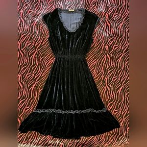 TENSIONE IN Italian Designer Sapphire Blue Velvet Fairycore Dress Sz L fairy vtg